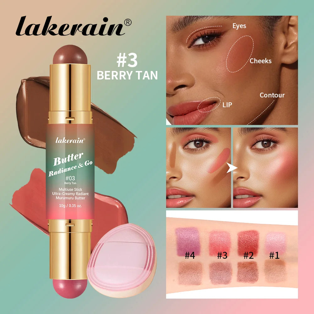 2 IN 1 Multiuse Stick Double Headed Bronzer Blush For Cheeks Eyes Lips Long Lasting Matte Glow Makeup Contouring Stick Makeup CB DROPSHIPPING