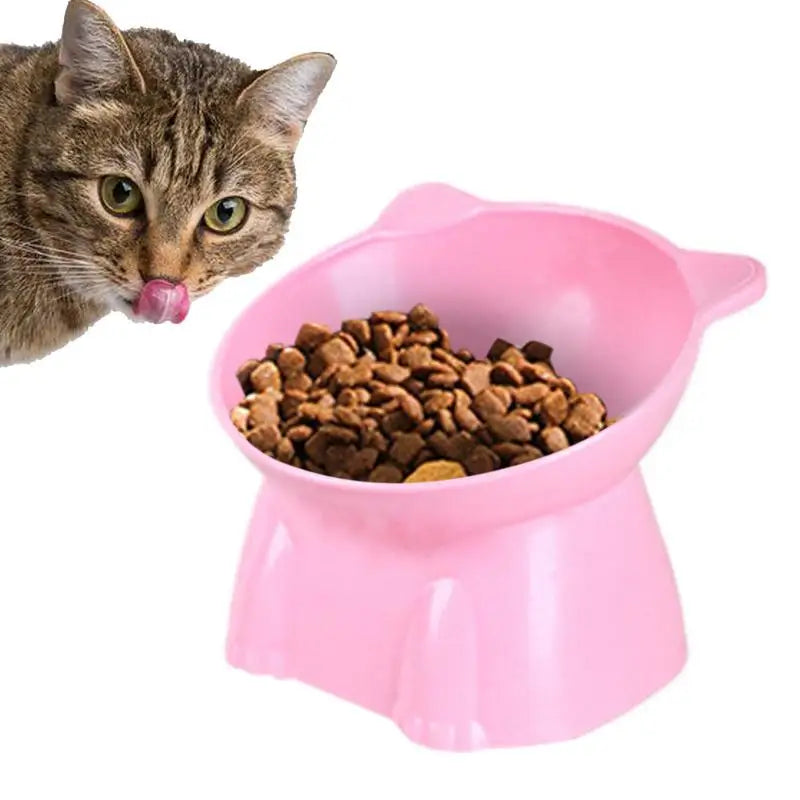 High Foot Pet Bowl Raised Tilted Cat Bowl Washable Plastic Combination Anti Tipping Drinking Water Non Slip for Cats Dogs CB DROPSHIPPING