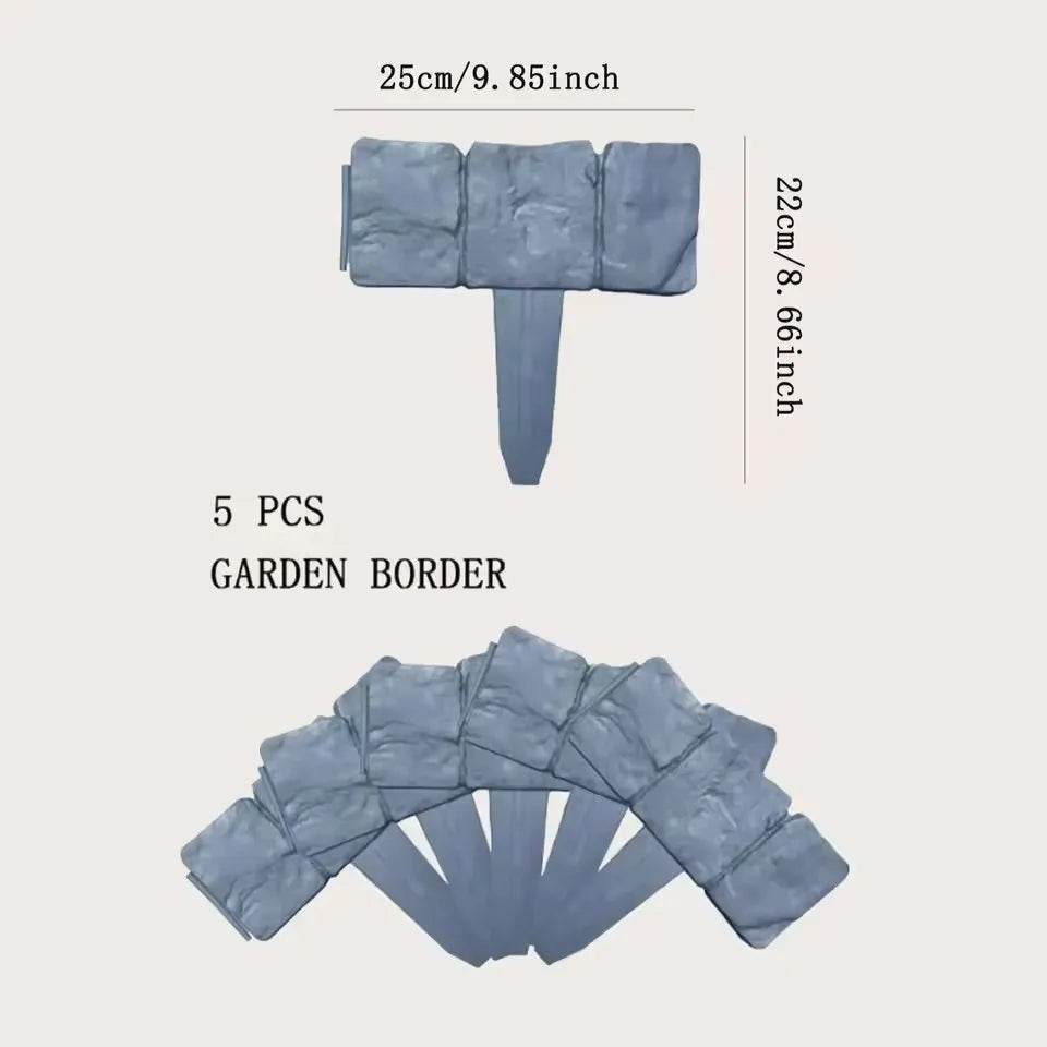 Garden PP Fence Edging,10Pcs Home Garden Border Edging Plastic Fence Stone DIY Yard Landscape Plant Fence Fit for Lawn Yard Flow