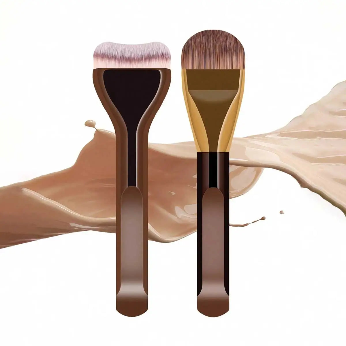 MAANGE 2pcs Foundation Makeup Brushes Set Ultra Thin Top Mask Brush For Liquid Cream Cosmetics Blending Beauty Tool Premium Gift