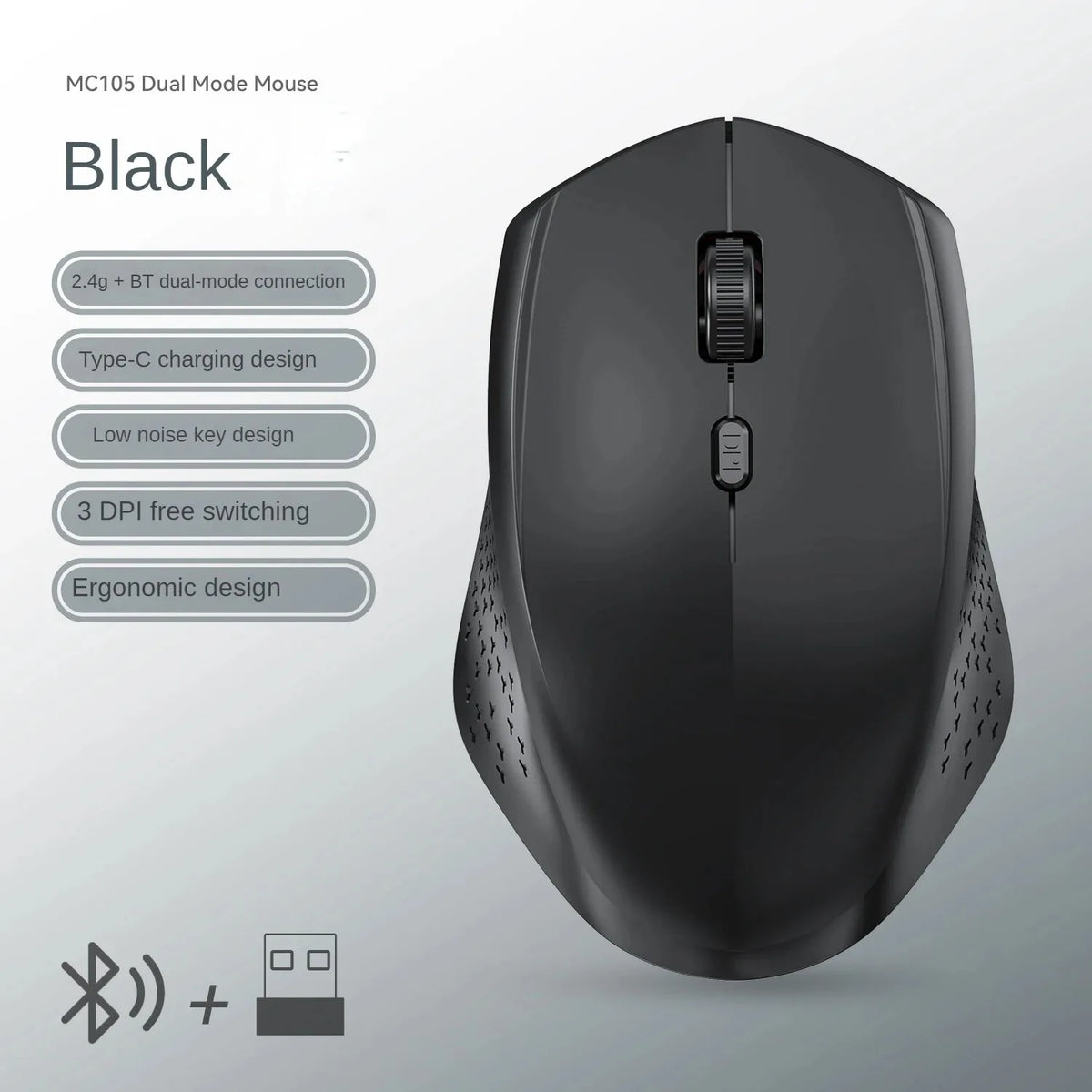 6 Button Ergonomic Mouse 2.4G Wireless Mouse Bluetooth Mouse 400mAh Rechargeable Gaming Mice 1600DPI Optical Mouse For PC Laptop CB DROPSHIPPING