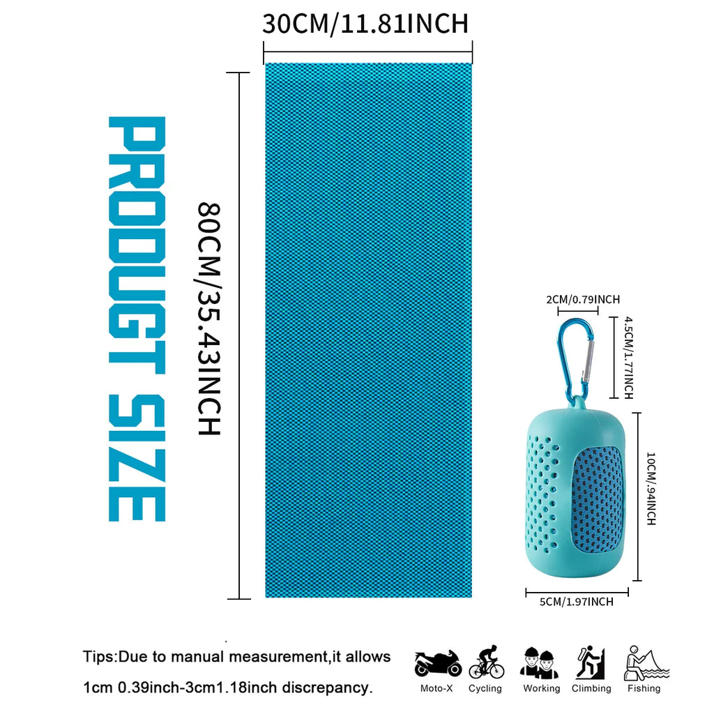Portable Mini Silica Gel Set Cold Towel Quick Drying Breathable Chilly Sweat Absorption Sports Cooling Towel Running Yoga Gym