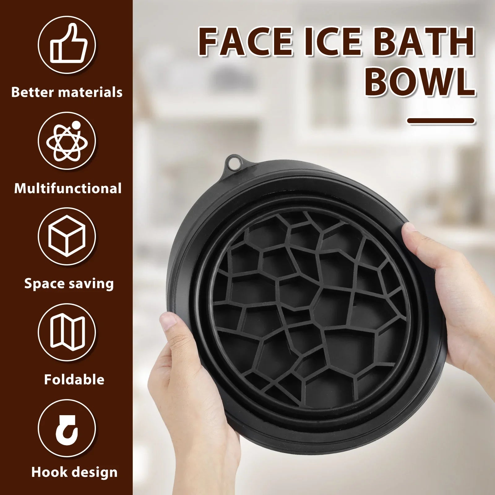 Foldable Face Ice Bath Bowl Facials Plunge Washbasin Silicone Portable Travel Home Skincare Ice Facials Bath
