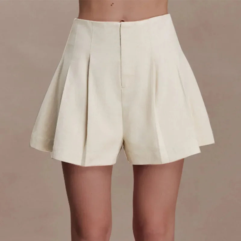Chic Solid Women's Blazer Short Suit Slim Short Sleeve Turn-Down Collar Single-Button Pleated Shorts 2026 Summer Female Outfits