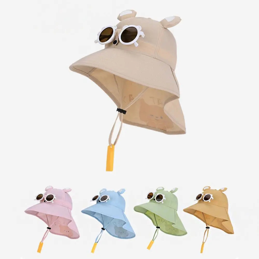 Big Brim Children's Sun Hat Sun Protection Extended Shawl Children Beach Cap Neck Cover Breathable Cartoon Fisherman Hat CB DROPSHIPPING