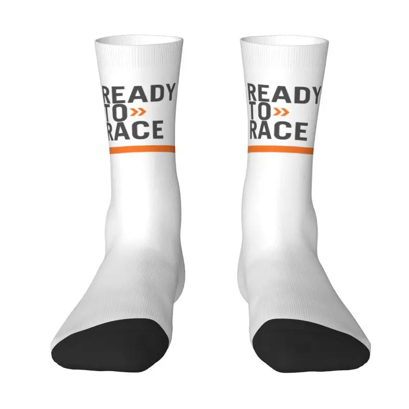 Custom Ready To Race Logo Crew Socks Unisex Cool 3D Print Racing Sport Motorcycle Rider Dress Socks