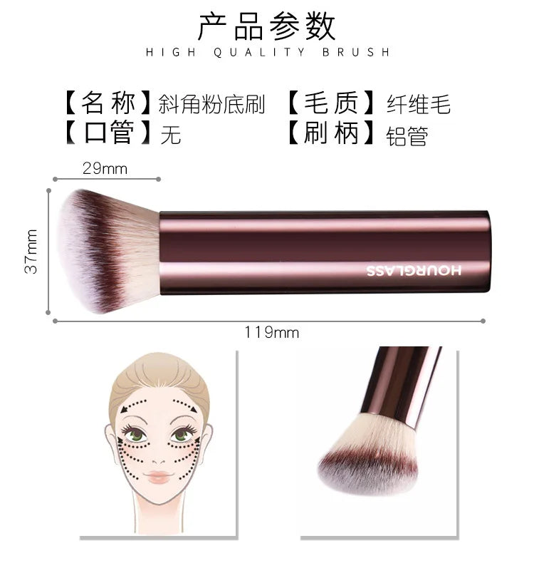 1pc Hourglass Finish Foundation Makeup brushes Vanish Foundation Make up brush metal handle Concealer Bronzer high end with box CB DROPSHIPPING