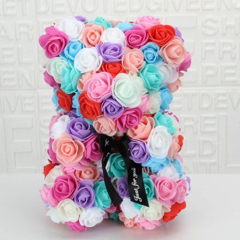 Romantic Valentine's Day Rose Bear Creative Eternal Flower Rose Bear Christmas Gift Hug Bear Wedding  Flower Decoration Gift