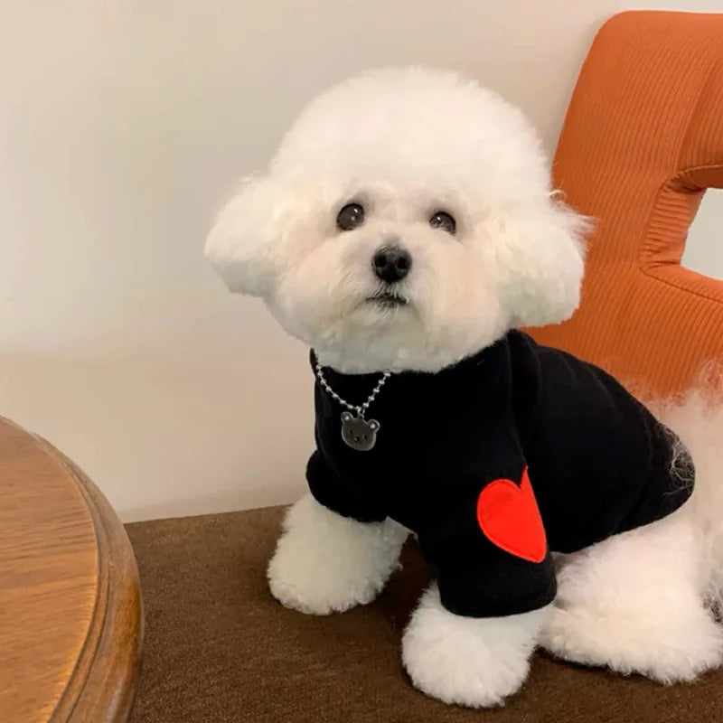 Autumn Winter Plush Love Sweater Pet Dog Cat Solid Base Coat Puppy Teddy Yorkshire Thickened Warm Clothing Lovely Clothes CB DROPSHIPPING