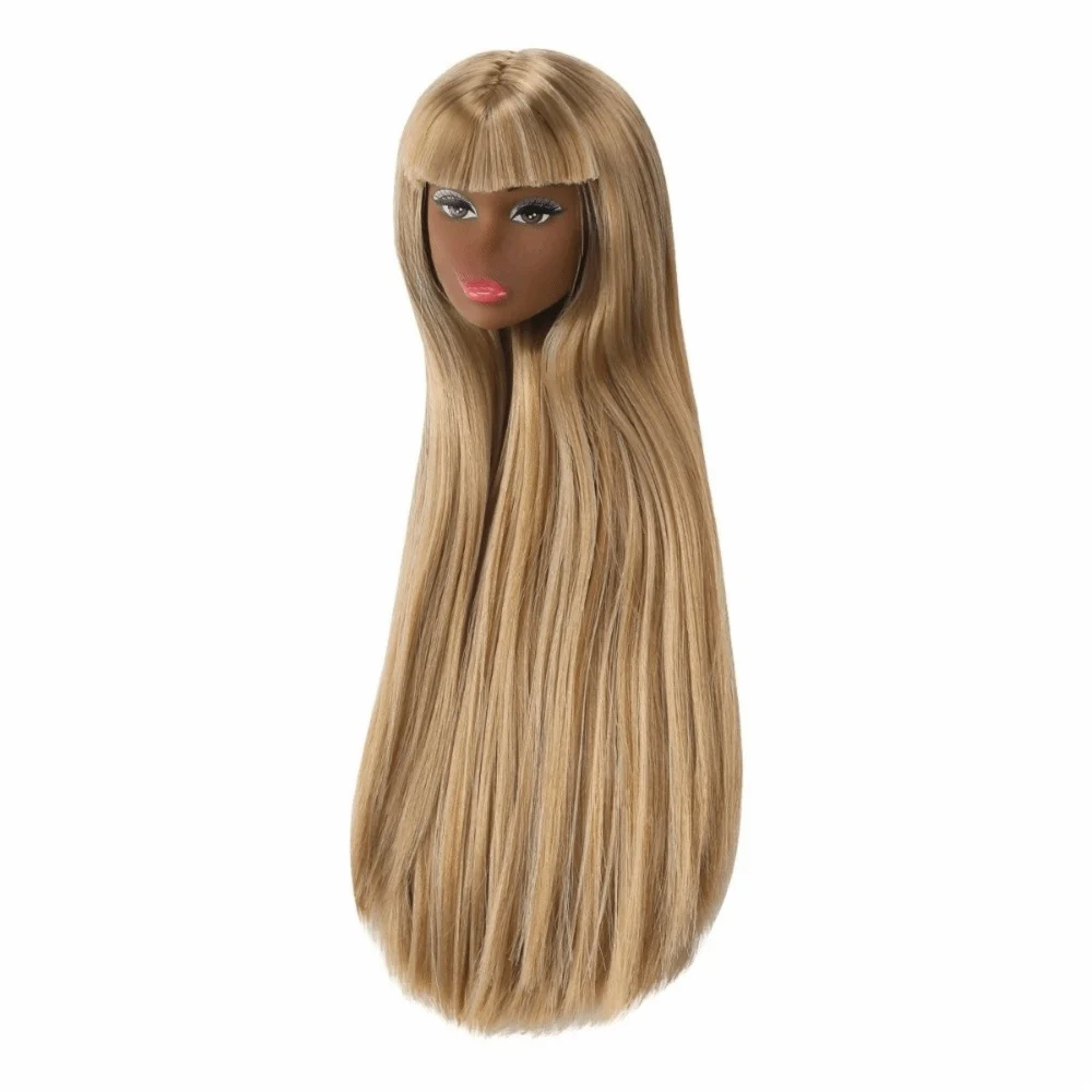 European Face Doll Head Long Hair White Normal Tan Skin Practice Makeup Head Fashion Doll Head for 11.5 Inch BJD Doll Body