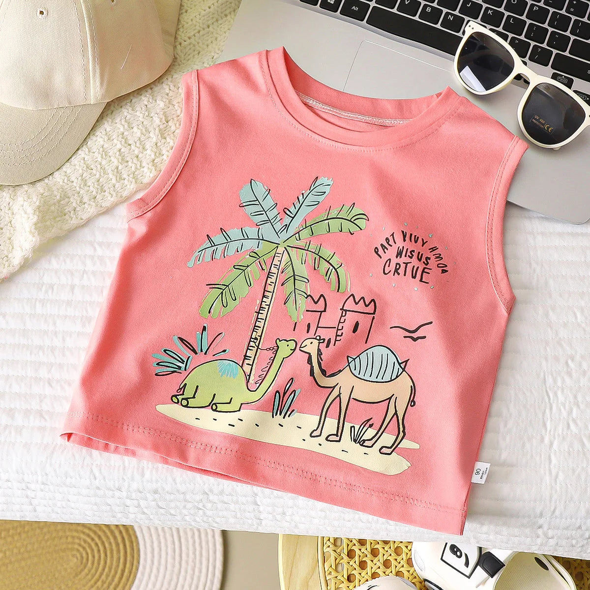 Kids Cartoon Tank Sleeveless Top Children Breathable Cotton T-shirt Vest Summer New Fashion Clothing CB DROPSHIPPING