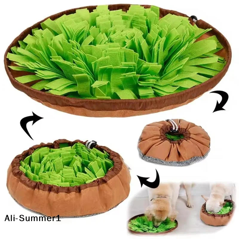 【E】Pet Snuffle Mat For Dogs, Interactive Feed Game For Boredom, Encourages Natural Foraging Skills For Cats Dogs Bowl Travel Use