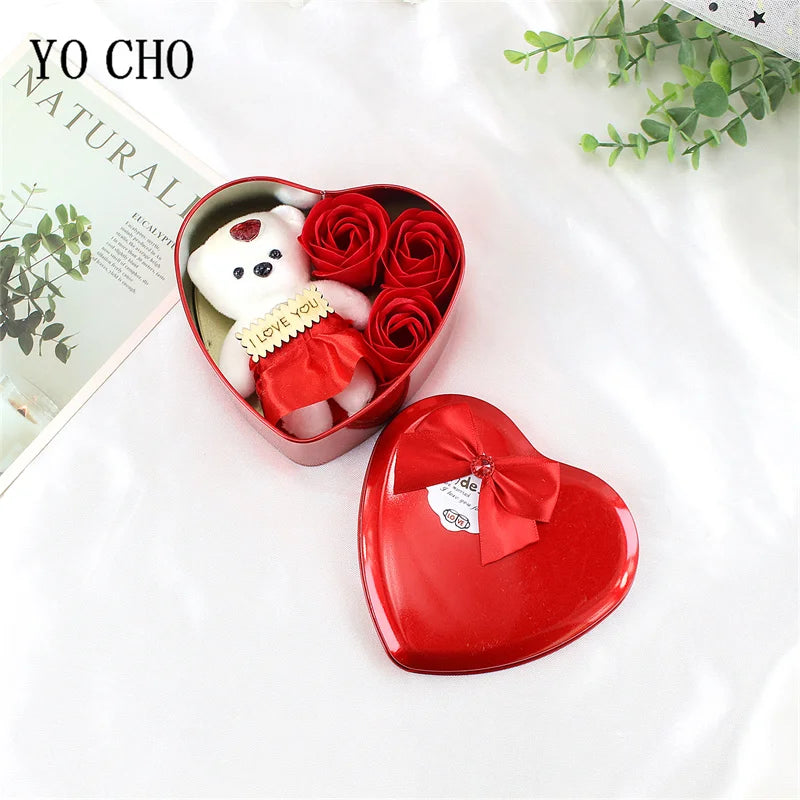 Heart Scented Bath Body Petal Rose Flower Soap Roses Bear Gift Box Valentine's Day New Year Wedding Decoration Selling Wedding