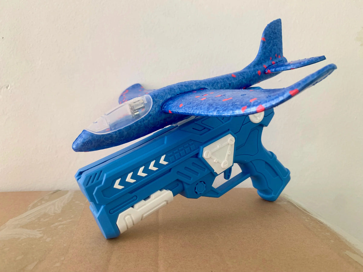 Glowing Foam Aircraft 10M Launcher Catapult Glider Aircraft Gun Toy Children's Outdoor Game Bubble Model Shooting Flying Roundab CB DROPSHIPPING