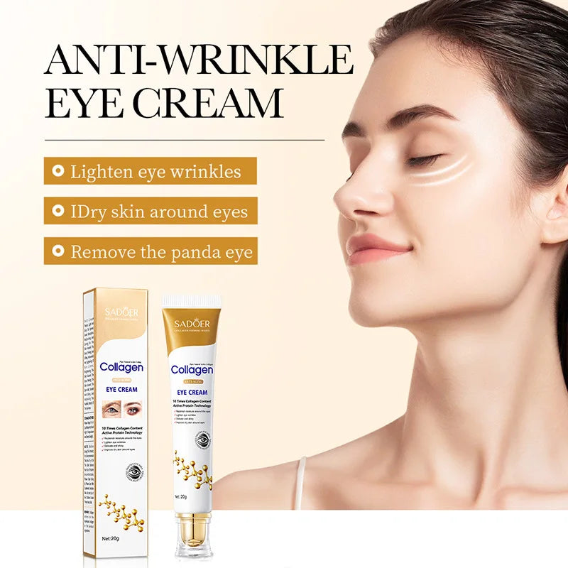 SADOER Collagen Eye Cream Anti Dark Circles Eye Bags Remover Firming Moisturizing skincare Eyes Cream Skin Care for Eyes