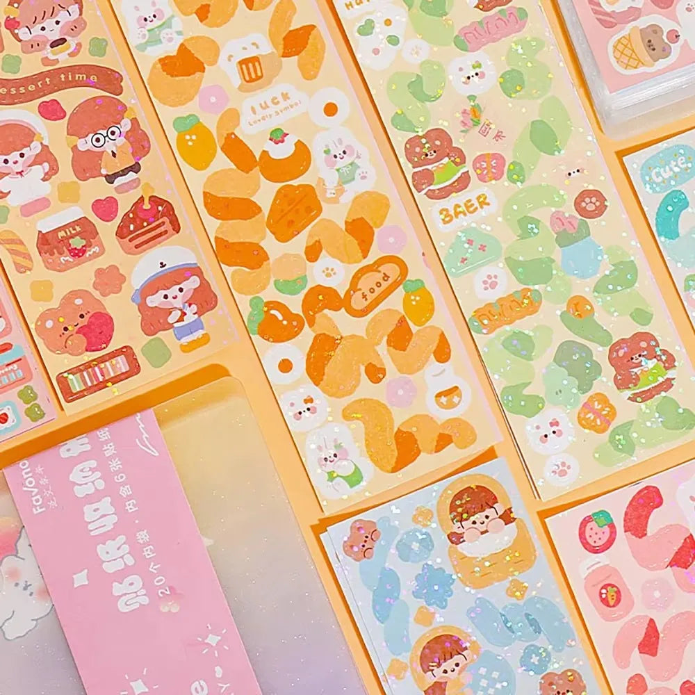 20-200 PCS Cute Stickers Goo Card Kawaii Cartoon Laser Sticker No repeat for Diary DIY School Students Decoration Stationery CB DROPSHIPPING