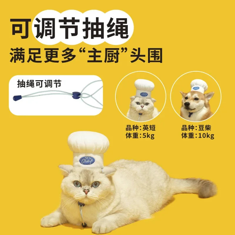 Chef Hat Pet Head Cover Adjustable Pet Hat Dog Photo Decoration Cat Universal Pet Supplies Dog Accessories for Small Dogs