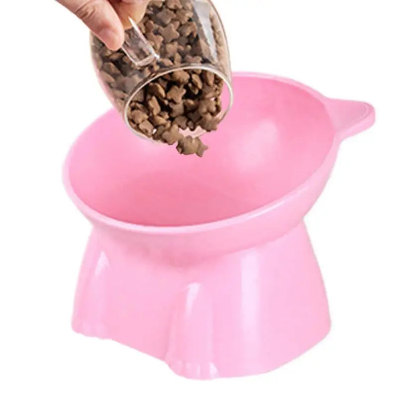 High Foot Pet Bowl Raised Tilted Cat Bowl Washable Plastic Combination Anti Tipping Drinking Water Non Slip for Cats Dogs CB DROPSHIPPING