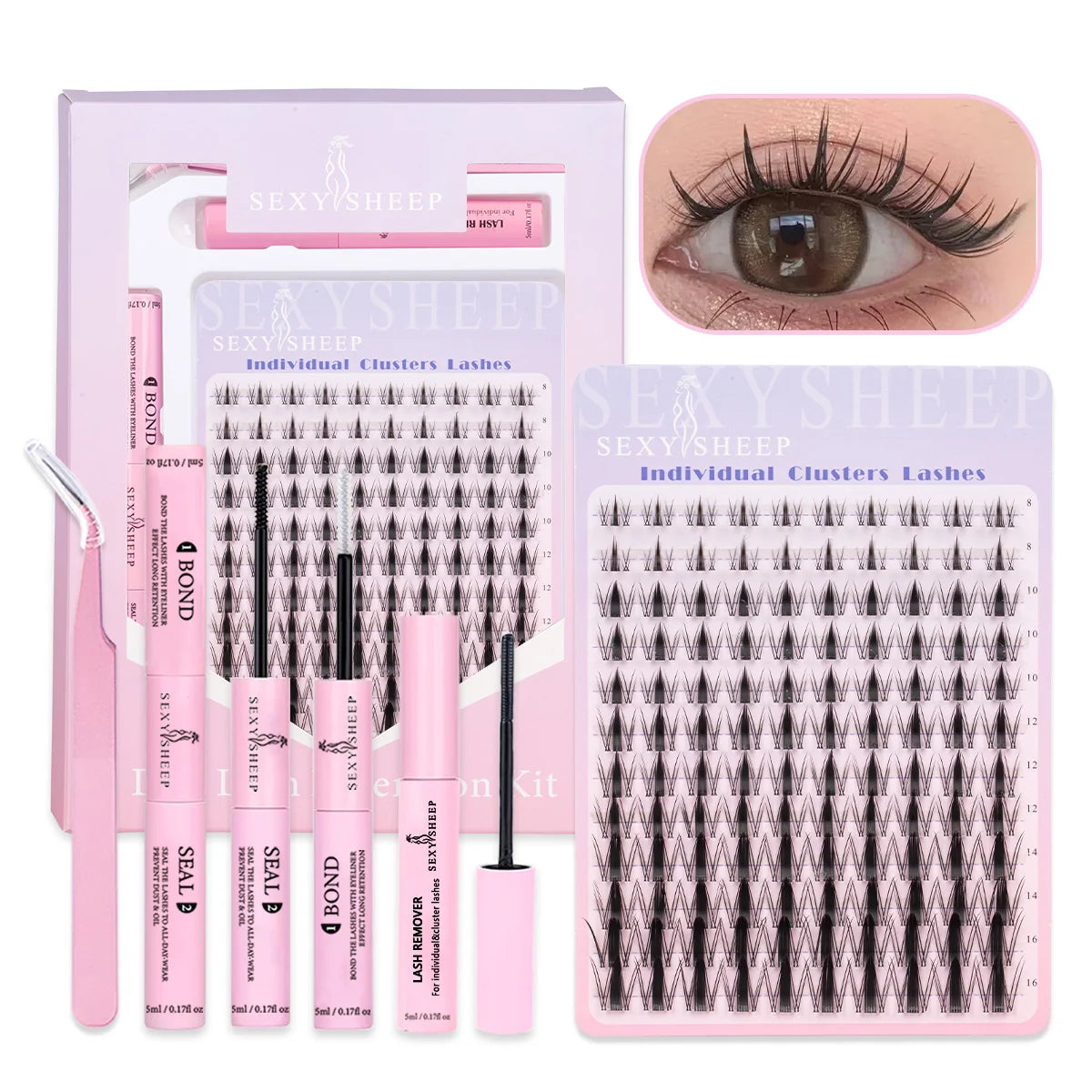 DIY Lash Extension Kit 8-16mm Mix Mink Soft Individual Lashes Cluster Natural Eyelash Extensions With Bond And Seal Makeup CB DROPSHIPPING