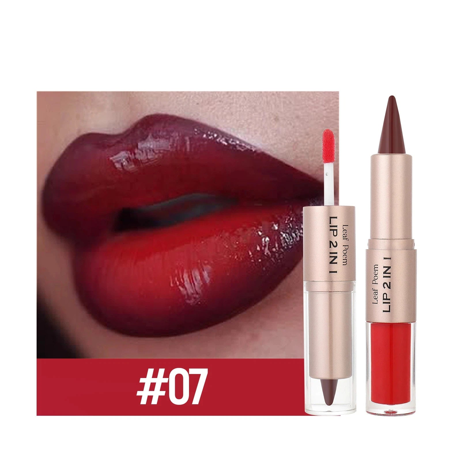 Black Brown Tapered Lip Liner Contour Pencil Double Head Mirror Plumping Lip Glaze Crystal Lip Gloss Sexy Red Lips Tint Makeup CB DROPSHIPPING