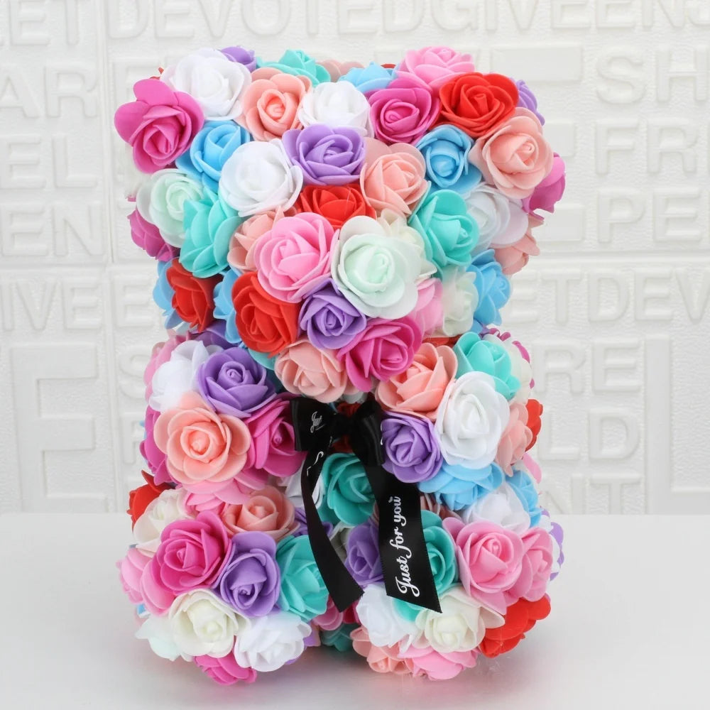 Romantic Valentine's Day Rose Bear Creative Eternal Flower Rose Bear Christmas Gift Hug Bear Wedding  Flower Decoration Gift