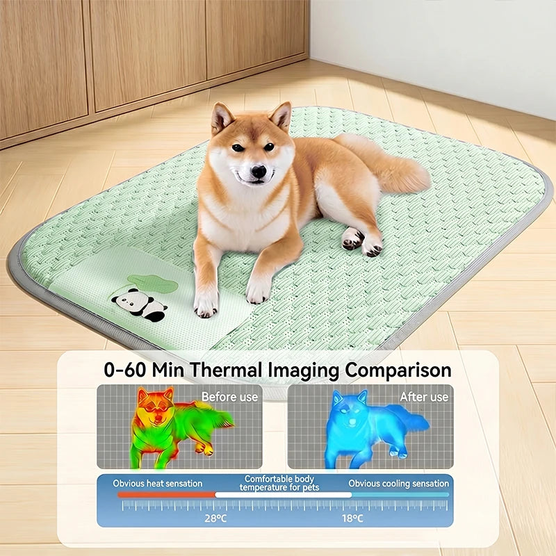 Summer Super Cool Ice Silky Fiber Dog Bed Pet Cooling Mat Breathable Heat Dissipation Dog Cat Mat Washable Pet Sleep Pad