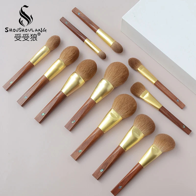 Soft Saibikoho Goat Hair Makeup Brush 1PC Shoushoulang High-end Hand Crafted Blush Contour Brush Rosewood Handle Makeup Brush