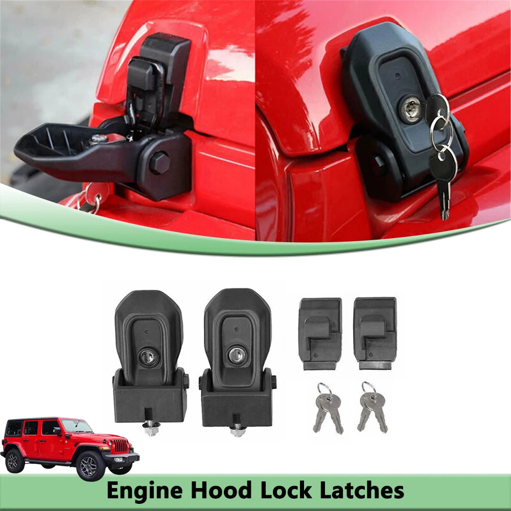 Hood Latches Anti-theft Lock Catch for Jeep Wrangler JL JLU 4XE Rubicon Sahara Sport Gladiator JT 2018-2025 Car Accessories CB DROPSHIPPING