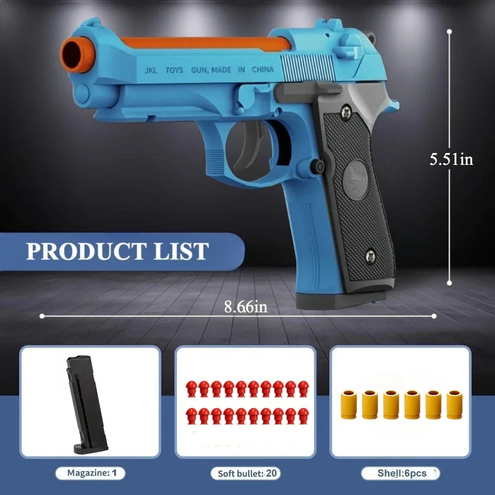 P320 Shell Throwing Continuous Firing Blowback Soft Bullet Toy Gun Outdoor Sport Shooting Game Christmas Gift for Children