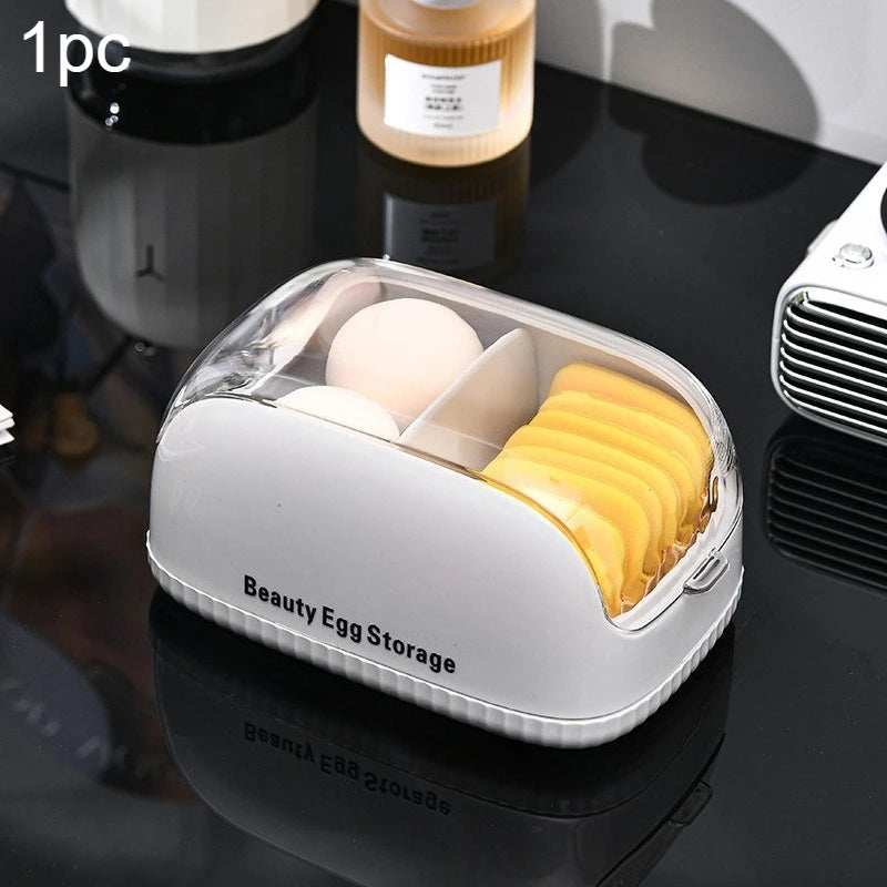 1pc Transparent Makeup Sponge Holder Dustproof Plastic Beauty Organizer Travel Home Cosmetic Storage Makeup Organizers with Lid CB DROPSHIPPING