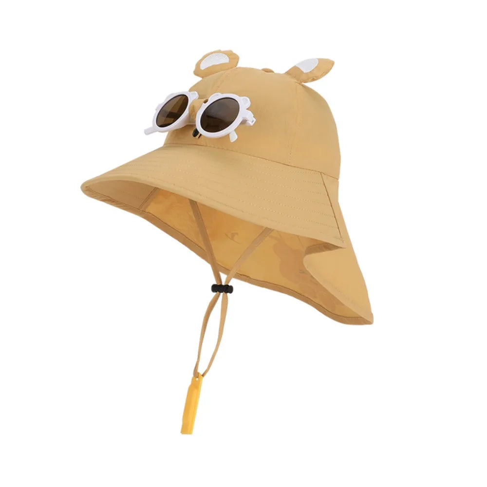 Big Brim Children's Sun Hat Sun Protection Extended Shawl Children Beach Cap Neck Cover Breathable Cartoon Fisherman Hat CB DROPSHIPPING