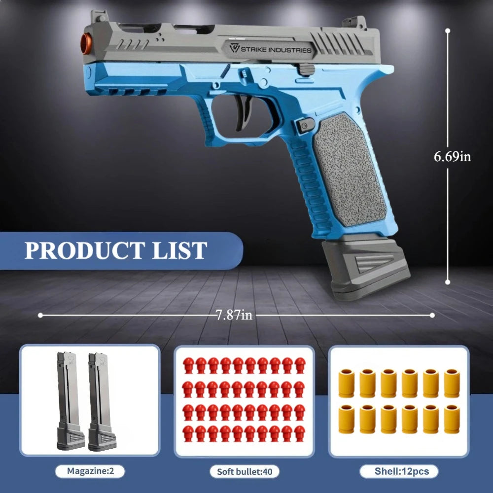 P320 Shell Throwing Continuous Firing Blowback Soft Bullet Toy Gun Outdoor Sport Shooting Game Christmas Gift for Children