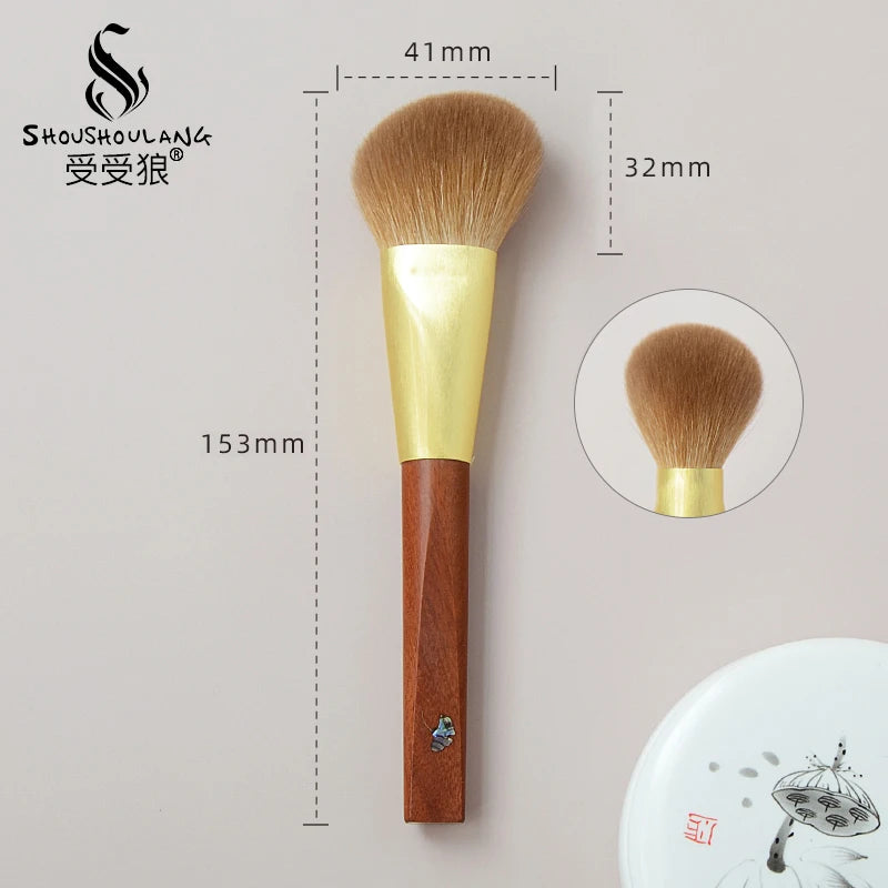 Soft Saibikoho Goat Hair Makeup Brush 1PC Shoushoulang High-end Hand Crafted Blush Contour Brush Rosewood Handle Makeup Brush