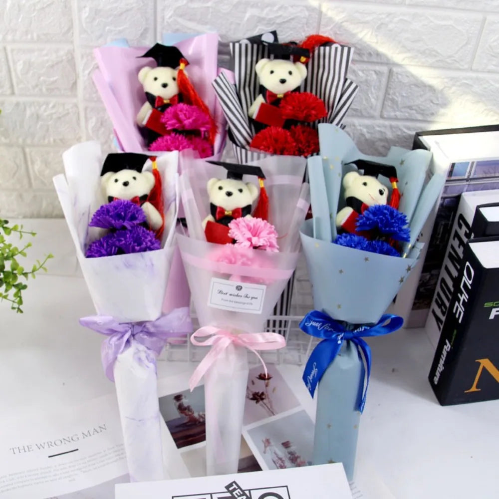Sunflower Bear Bouquet Bouquet Decoration Rose Sunflower Soap Flower Plush Toy Birthday Party Cartoon Lovely Bear