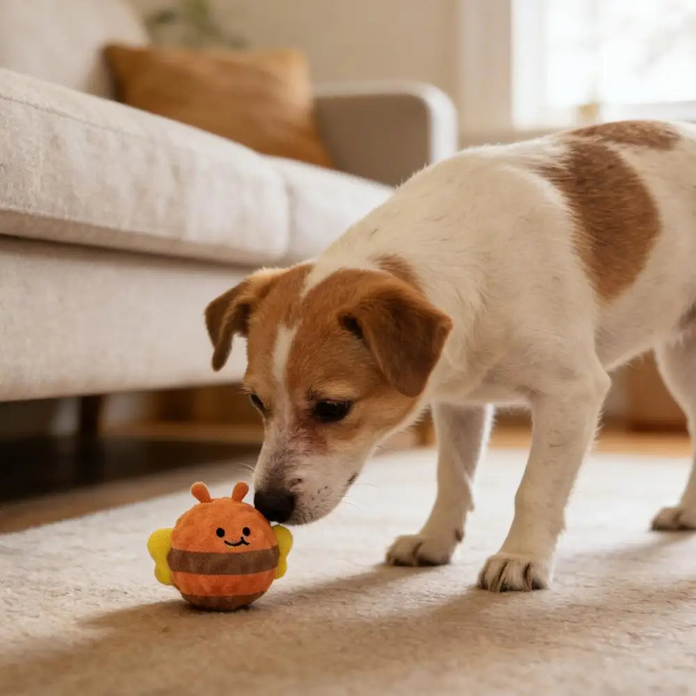 Dog Chew Toy Funny Interactive Bouncy Ball Cute Cartoon Pet Teeth Grinding Ball For Small Medium Dogs Voice Toys Washable