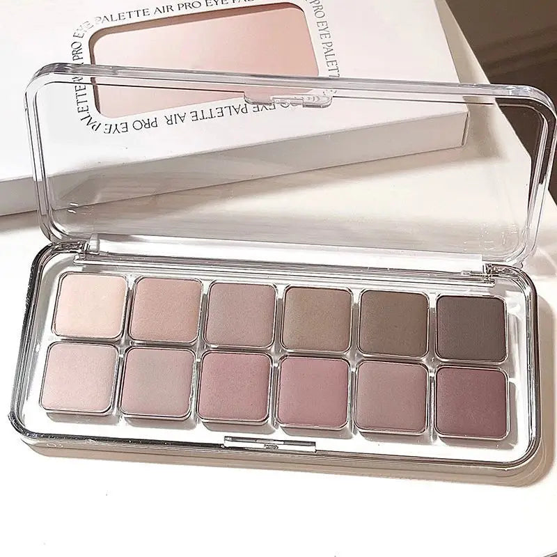 Eye Contour Makeup 12color Eyeshadow Palette Soft Matte Grey Pink Eyeshadow High Pigment Wine Red Brown Eye Shadow for Daily Use CB DROPSHIPPING